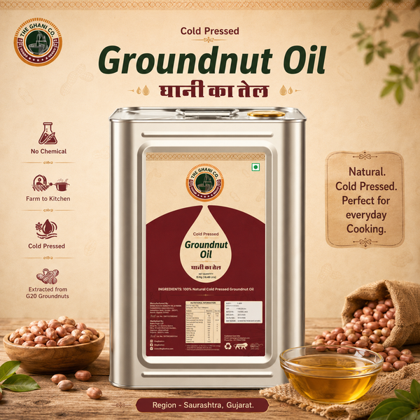 Cold Pressed Groundnut Oil 15 KG Tin