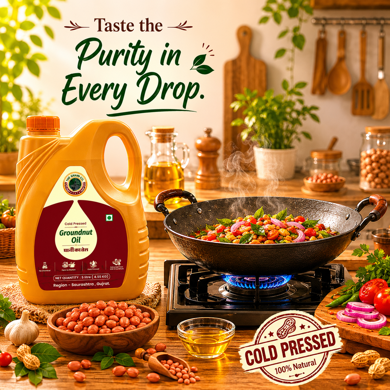 Cold Pressed Groundnut Oil 5 Ltr Jar